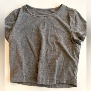 Kids girls grey cropped off the shoulder t-shirt